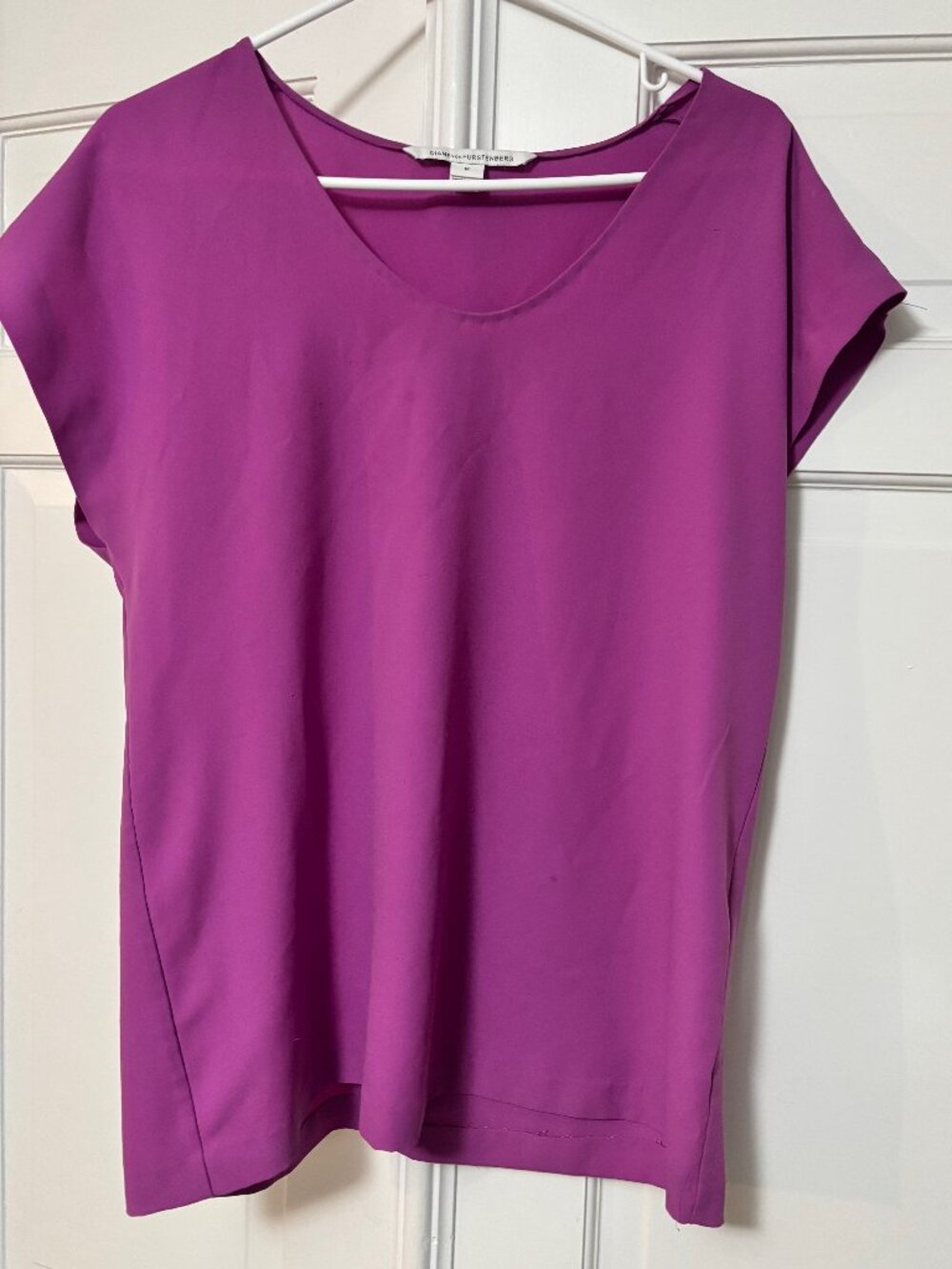 DVF Roseberry Scoop Neck Blouse in Purple- Size M